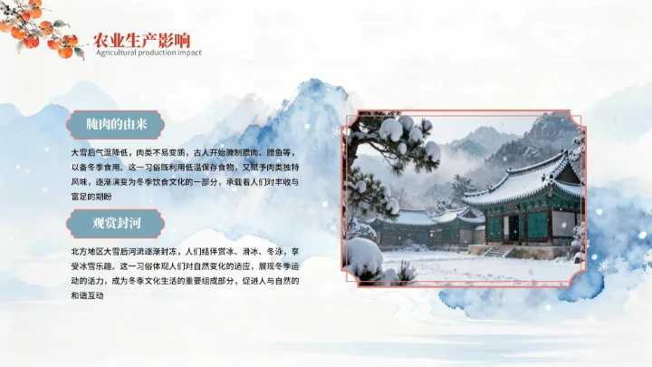 蓝色中国风大雪节气PPT模板