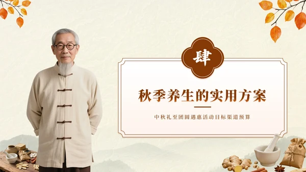 深棕色中国风秋季养生中医知识小课堂PPT模板