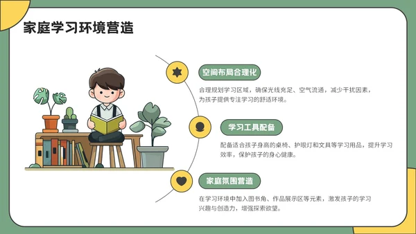绿色插画风开学家长会通用PPT模板