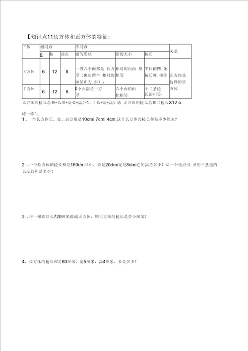 五年级下数学长方体与正方体表面积