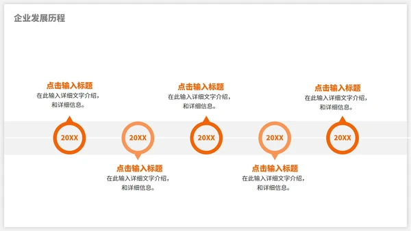 橙色简约商务时间轴关系图PPT模板