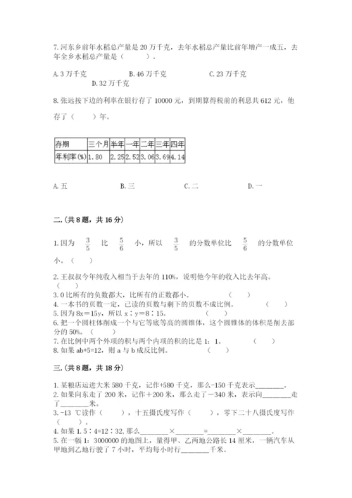 人教版六年级数学小升初试卷（考点精练）.docx