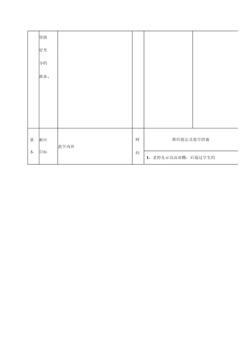 初中七年级体育前滚翻教案