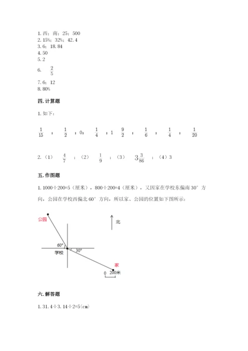 人教版小学六年级上册数学期末测试卷【考点提分】.docx