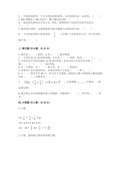 人教版小学六年级上册数学期末测试卷含答案解析.docx