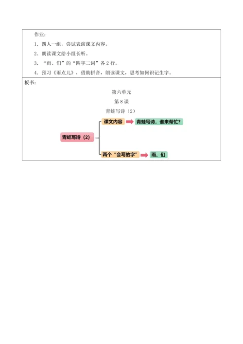 部编1A 第6单元 第8课 青蛙写诗（2）教学设计