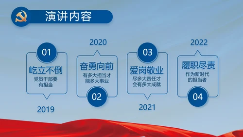 蓝色党建党支部述职报告汇报PPT党课