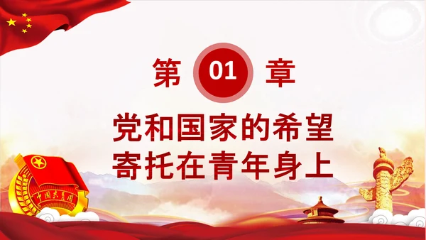 青年观团委共青团成立100周年讲话PPT模板