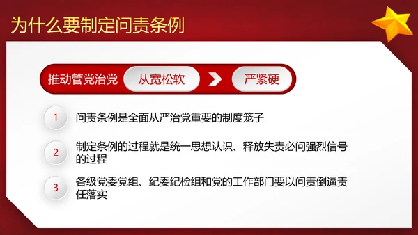 党政大气贯彻落实《问责条例》深入推进全面从严治党PPT