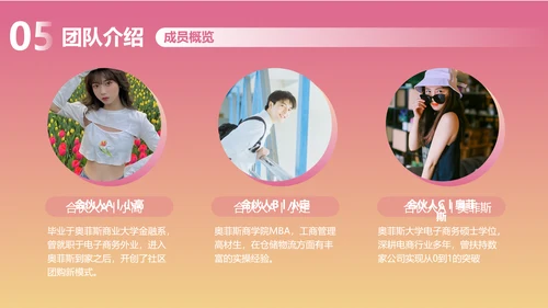 渐变风粉色社区团购商业计划书PPT套装
