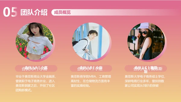 渐变风粉色社区团购商业计划书PPT套装
