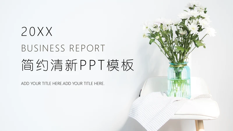 简约白菊封面商业计划书通用PPT模板