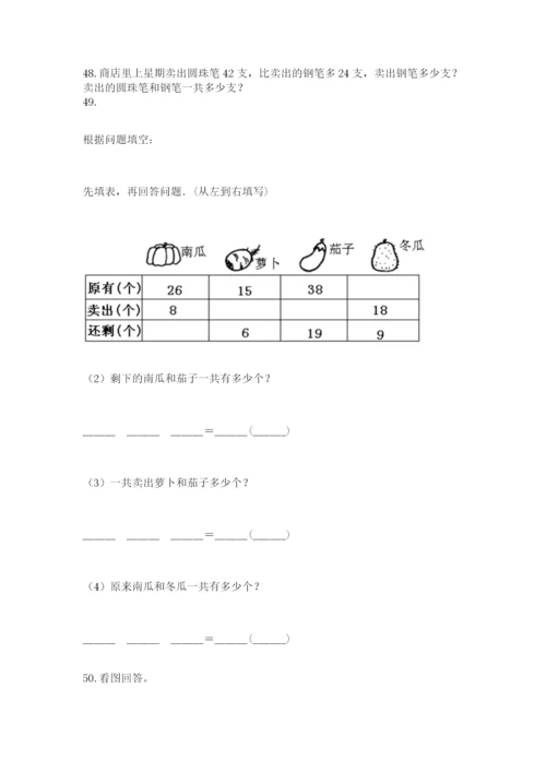 二年级上册数学应用题100道带答案（精练）.docx