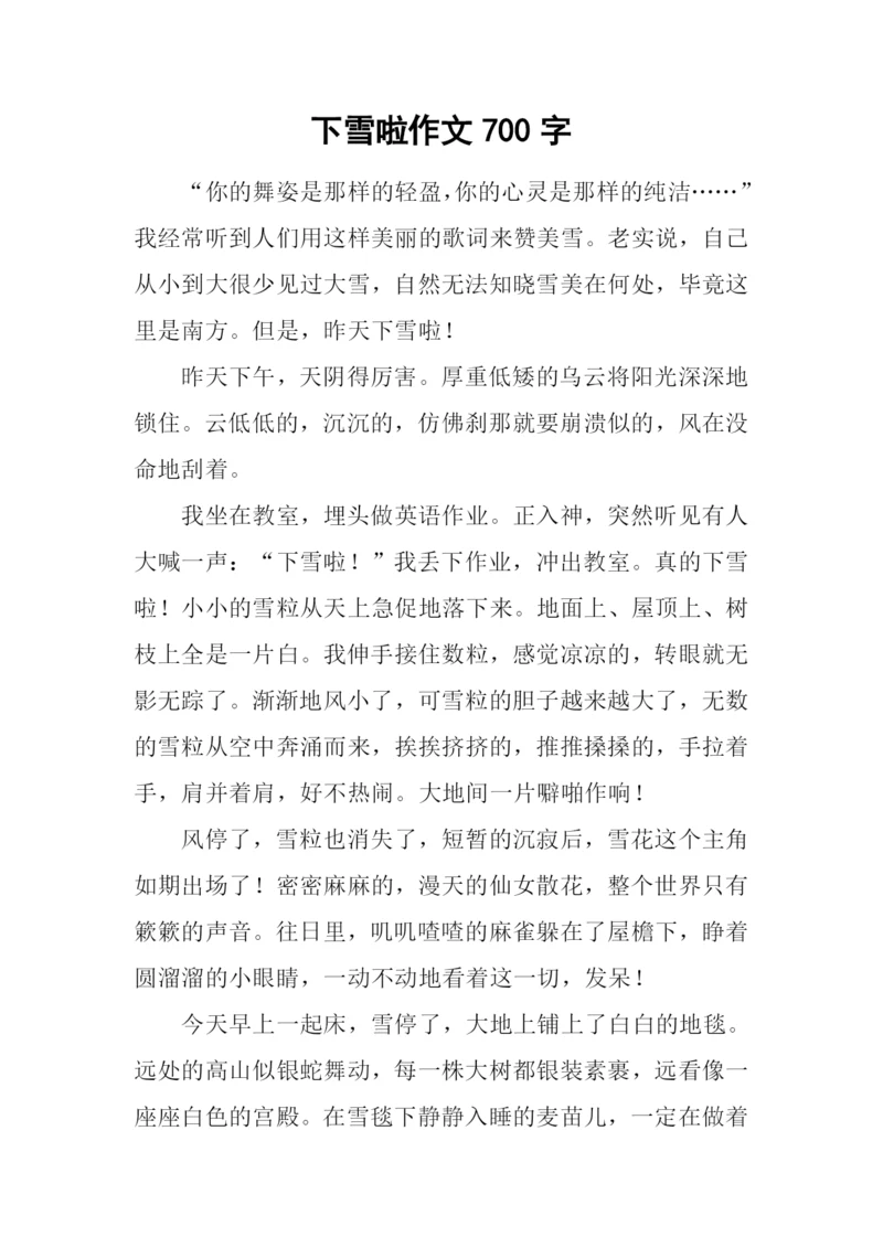 下雪啦作文700字.docx