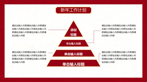 红色中国风虎年新年工作计划通用PPT模板