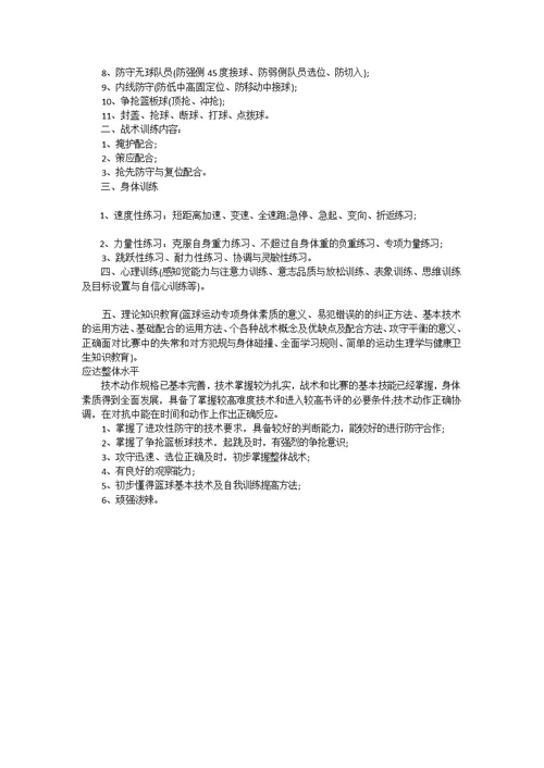 小学篮球启蒙教学大纲(共5页)