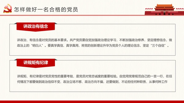 党政大气喜迎十九大做合格党员PPT模板