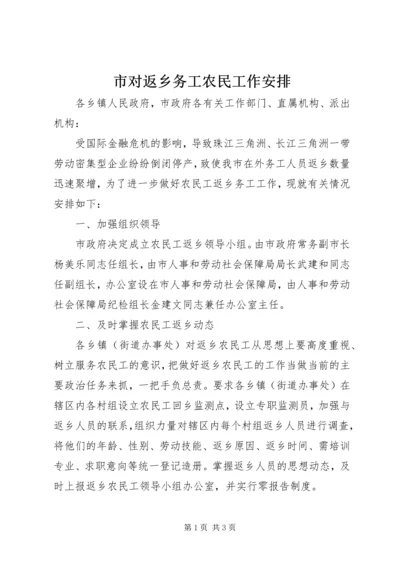 市对返乡务工农民工作安排.docx