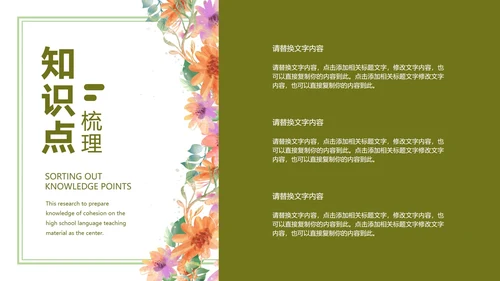 白色小清新花卉教学PPT模板