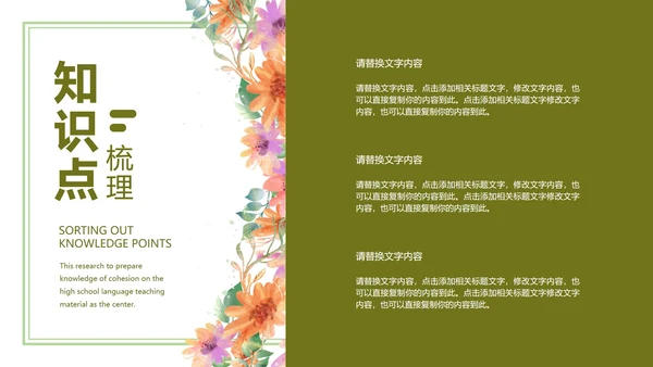 白色小清新花卉教学PPT模板