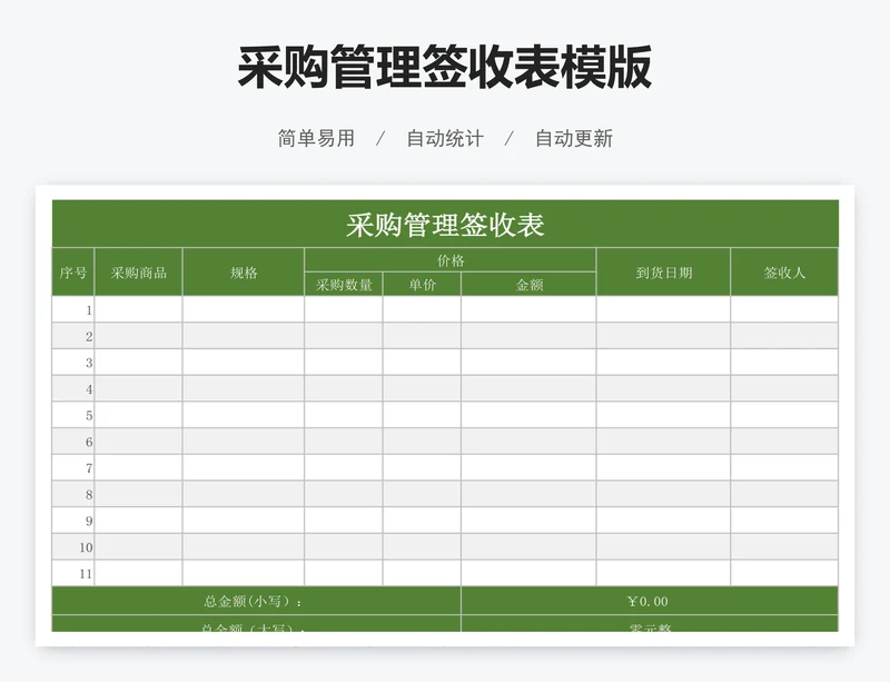 采购管理签收表模版