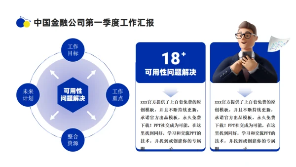 3D商务人士季度工作汇报总结通用PPT模板