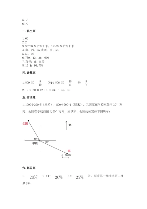 人教版六年级上册数学期末测试卷附答案（能力提升）.docx