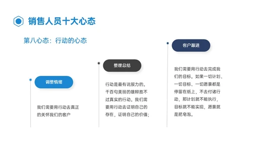 蓝色简约形状商务销售人员心态培训PPT模板销售培训