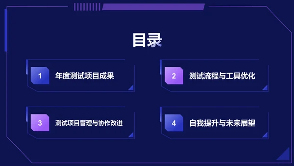 紫色科技风软件测试岗位个人年终总结PPT模板