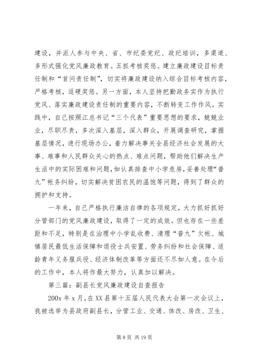 第一篇：副县长党风廉政建设自查报告.docx