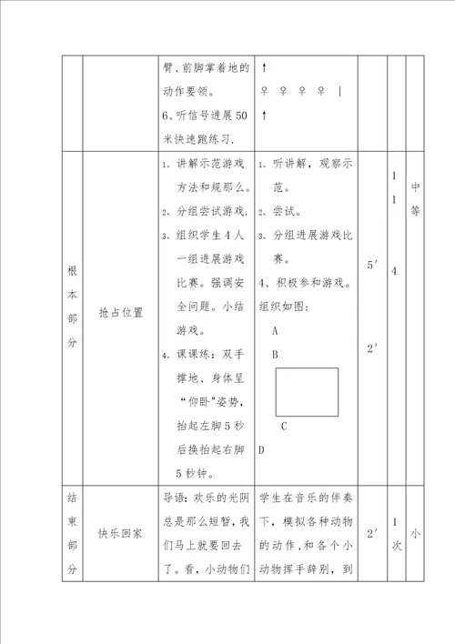 水平二50米快速跑教学设计
