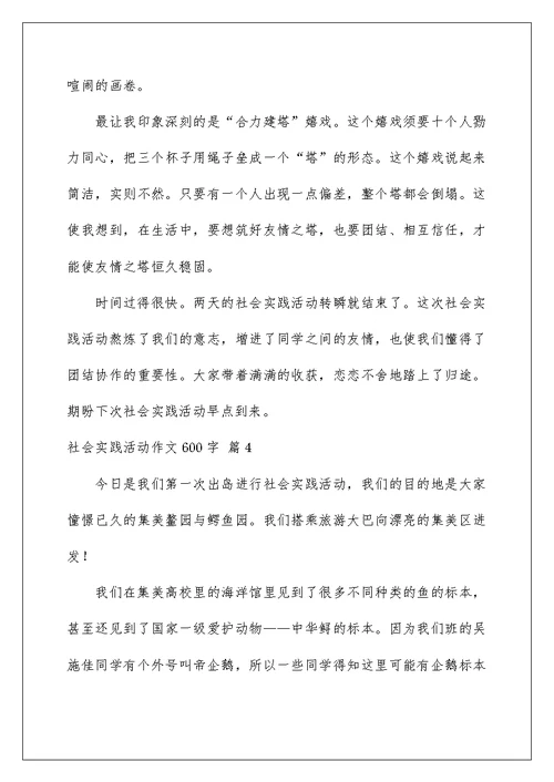 2022社会实践活动作文600字 10