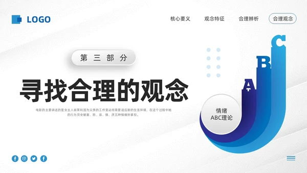蓝色微粒体情绪ABC理论PPT模板宣传PPT动态PPT