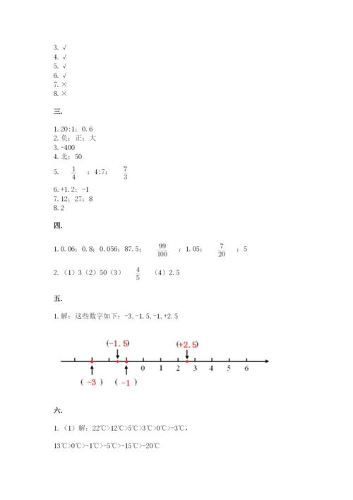 小学数学六年级下册竞赛试题附答案（精练）.docx