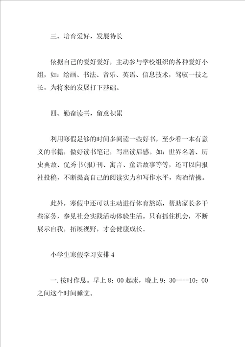 小学生寒假学习计划小学生学习计划2023年