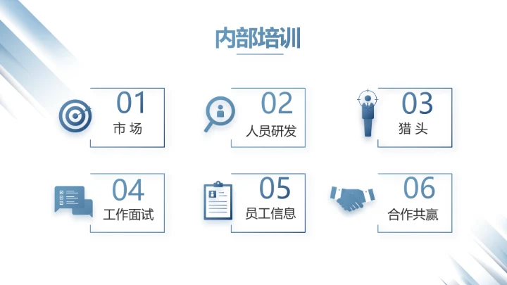 蓝色创意人力资源工作总结汇报PPT动态模板