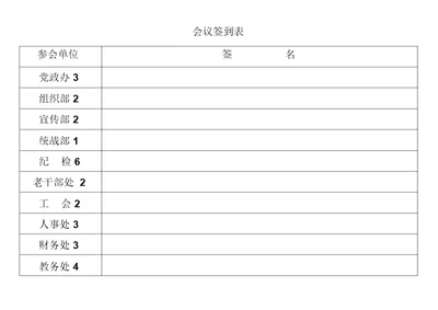 河北科技大学会议签到表