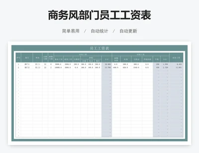 商务风部门员工工资表