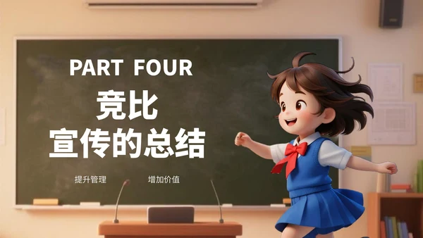 深绿色卡通风班委竞选演讲PPT