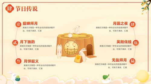 插画风中秋节节日习俗文化宣传PPT模板