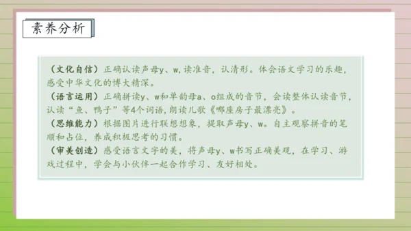 【课堂无忧】汉语拼音-9. y w 任务型教学（第1课时）（课件）