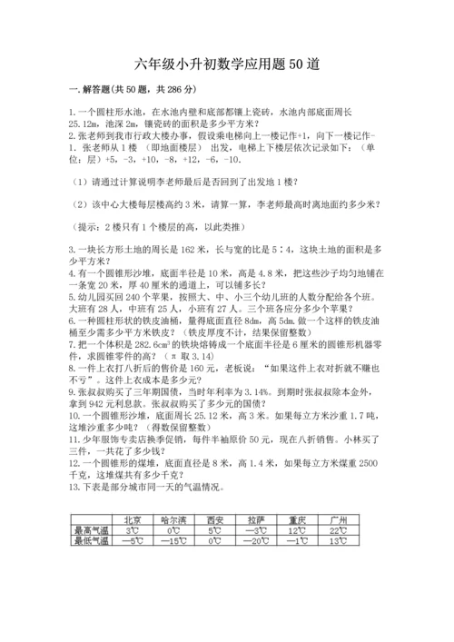 六年级小升初数学应用题50道含答案【基础题】.docx