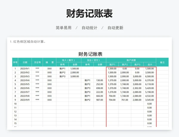 财务记账表