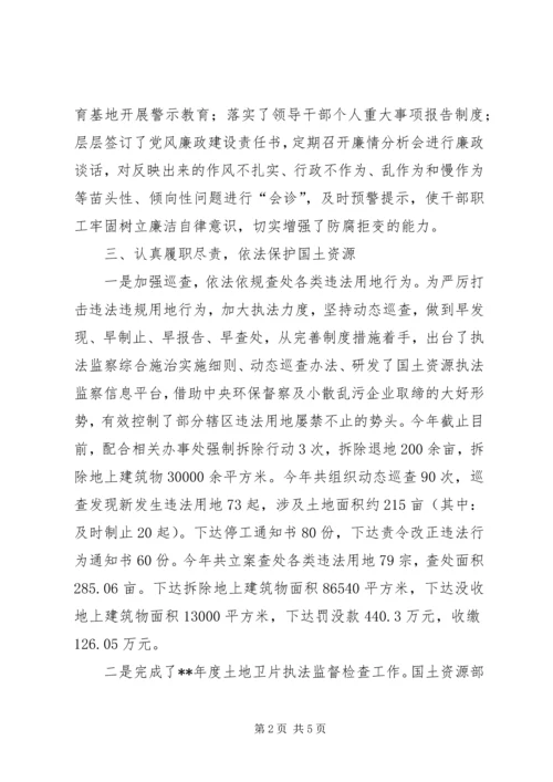 国土资源执法监察大队年终工作评议汇报.docx