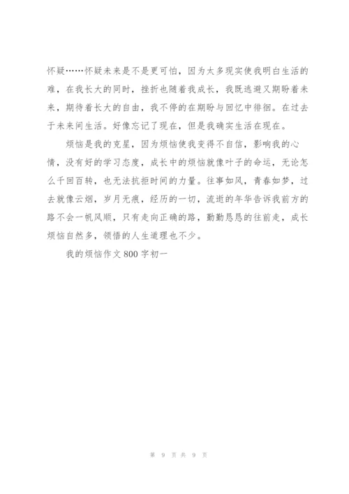 我的烦恼作文800字初一5篇.docx