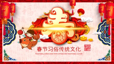 新年春节习俗民俗传统文化除夕PPT模板