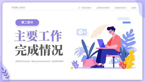 紫色时尚商务人力资源年终工作总结工作计划PPT