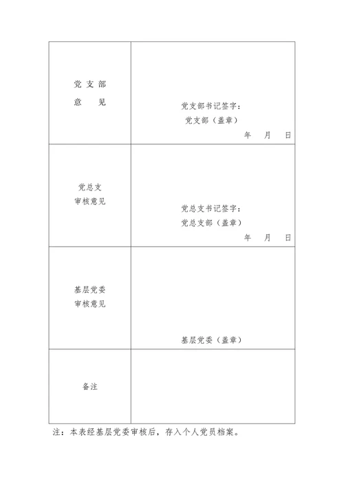 中国共产党党员基本情况登记表