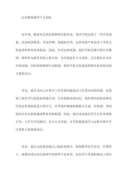 行风整顿教师个人剖析