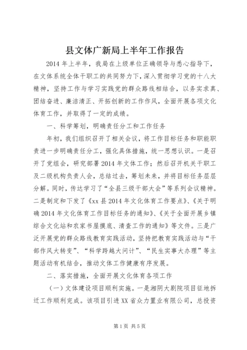 县文体广新局上半年工作报告.docx